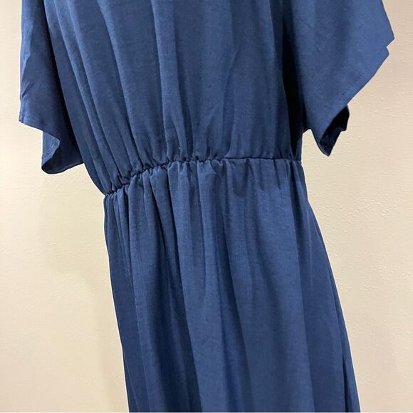 SHEIN Curve casual v-neck short sleeve Navy Blue a-line Dress - Picture 7 of 14